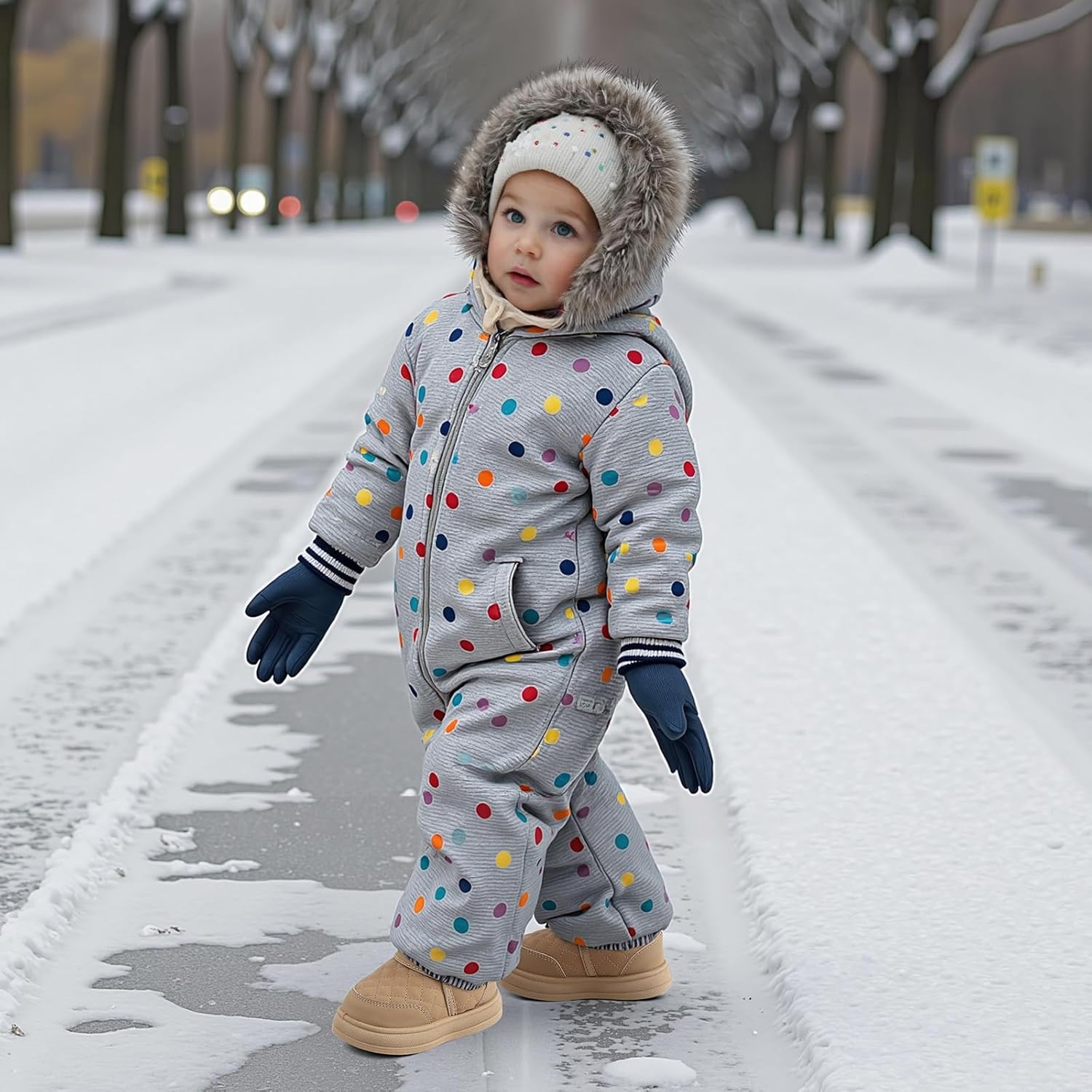 Toddler Snow Boots Boys Girls Waterproof Winter Outdoor Shoes Warm Faux Fur Ankle Booties with Slip Resistant Sole - Image 2