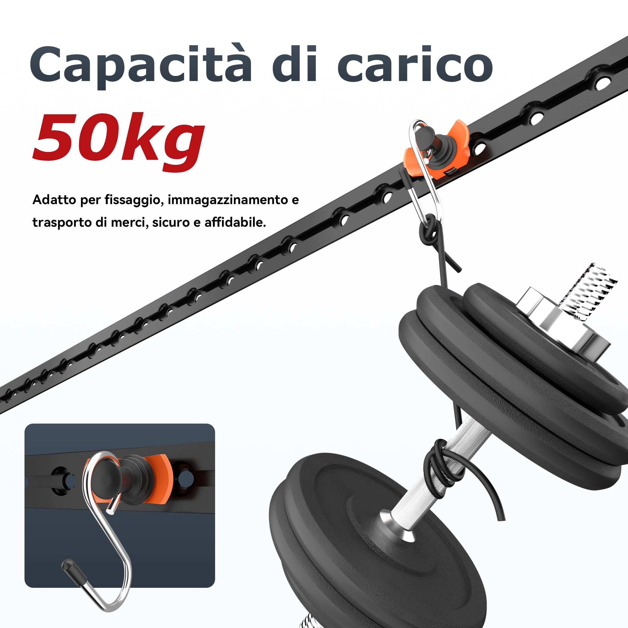 Ganci per guide aeree, 6 pezzi, raccordo singolo terminale, 50 kg | Raccordo singolo per binario aereo, accessori per trasporto, fissaggio del carico in rimorchi, furgoni e autovetture