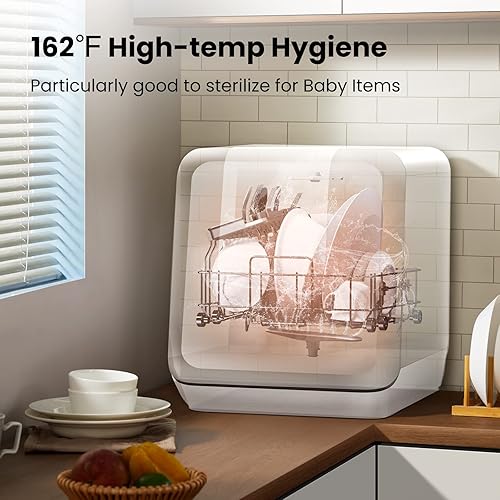Miniatura 7 de COMFEE' Lavavajillas para encimera, lavavajillas portátil con tanque de agua integrado de 6 L, mini lavavajillas con más espacio en el interior, 7