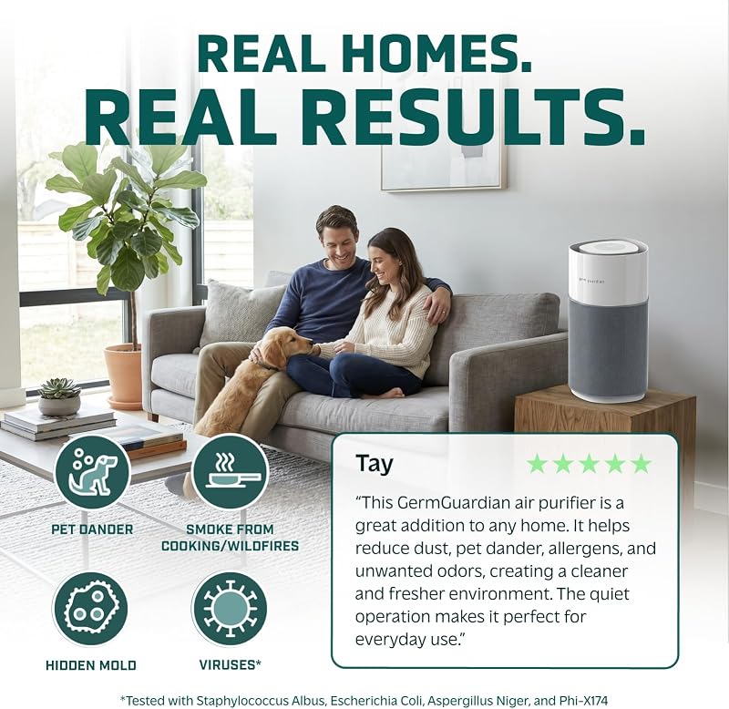 GermGuardian AirSafe+ XL HEPA Smart Air Purifier - 21" - AP3250 - Gray image 2