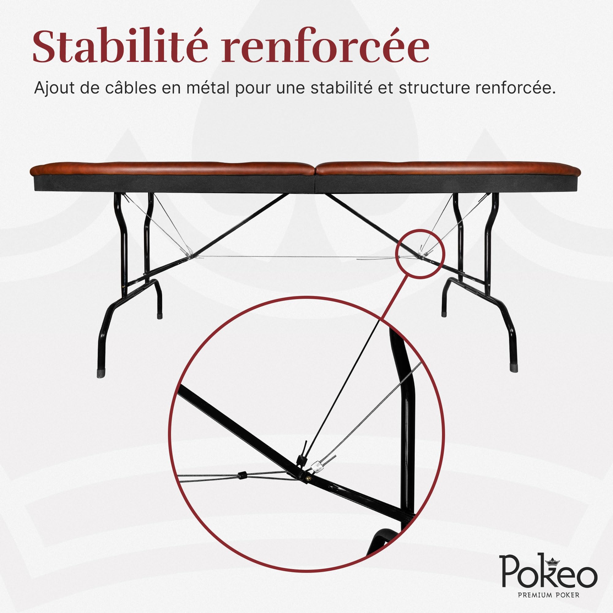 Mesa de Póker Plegable para 10 Jugadores – Tapete Negro – Compacta – Apoyabrazos PU Marrón – 10 Portavasos – Texas Hold'em Blackjack