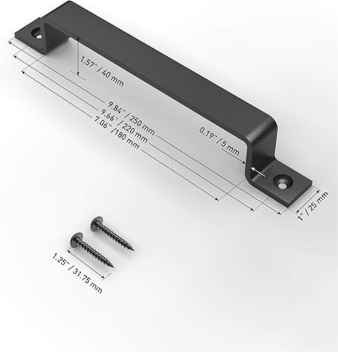 Miniatura 2 de VivaLight Manija rústica de 10 pulgadas para puerta de granero, tirador de acero negro para puertas correderas, puertas, garajes, cobertizos,