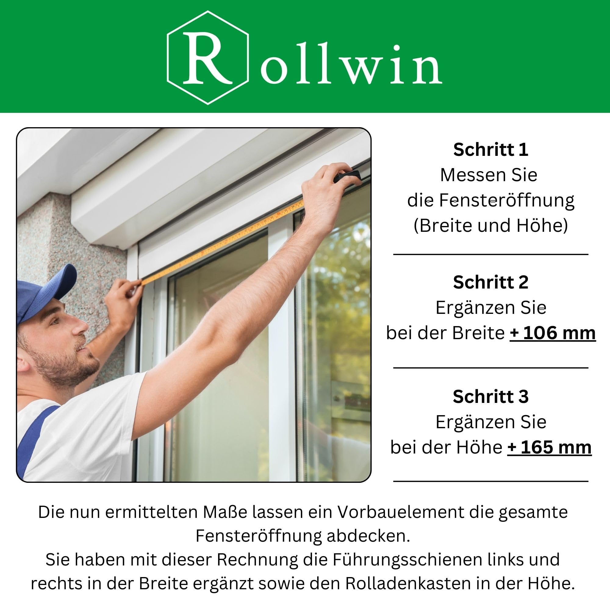 Vorbaurollladen nachrüsten - Weiß ähnl. RAL 9016 KOMPLETTES SYSTEM - 170mm Aluminium Rolladenkasten Eckig mit Gurtwickler und Rolladenführungschienen DEUTSCHE Produktion zum Einbauen