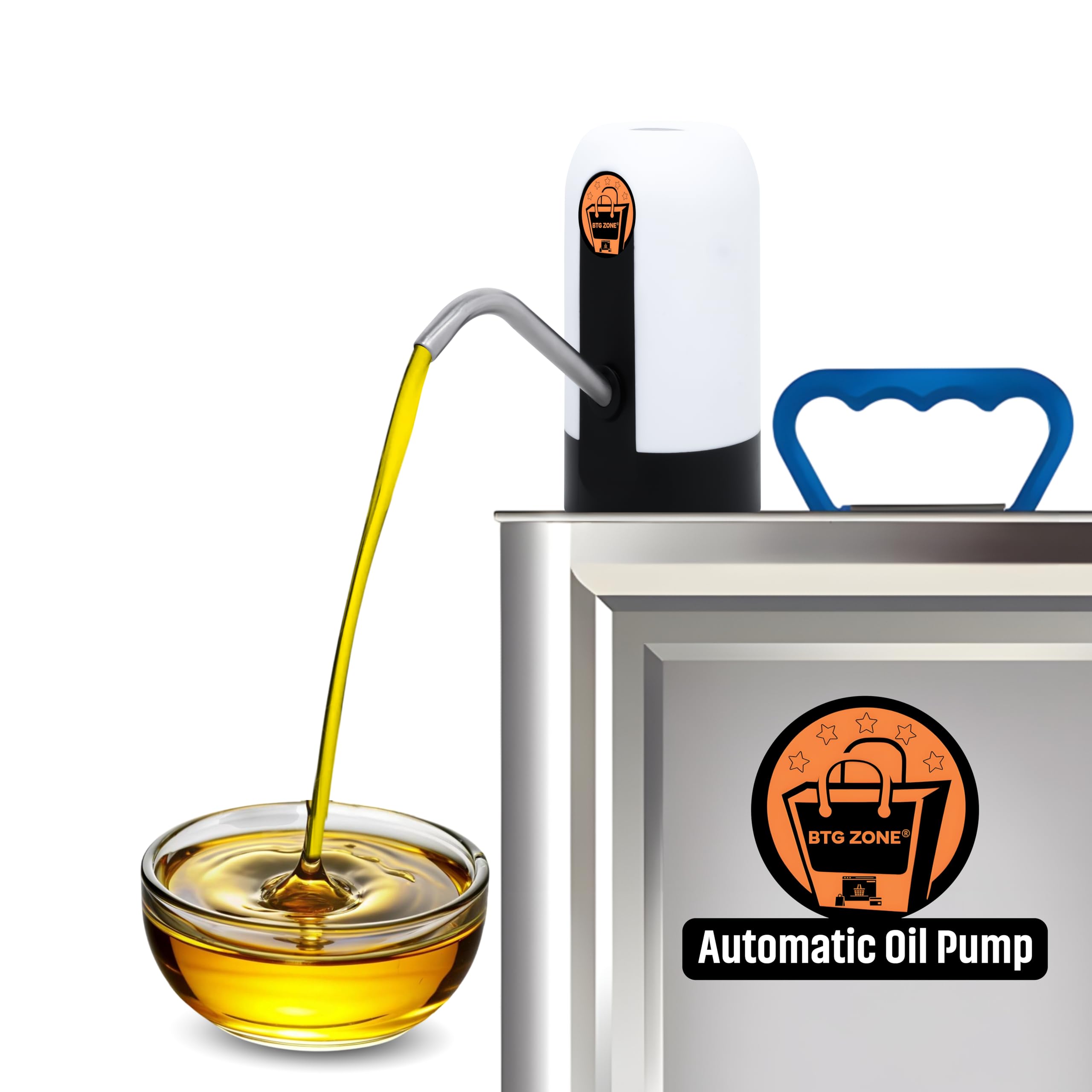 BTG ZONE Automatic Stainless Steel Oil Pump for 15 LTR/KG Tin for Kitchen, Rechargeable Stainless Steel Electric Oil Pump for Kitchen Use (Pack of 1)