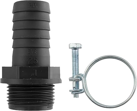 Pond Pump/Filter/Fountain Fitting 25mm Barb-1" bspm Corrugated Pipe Connector 1" BSP = 33.3MM Across The Thread