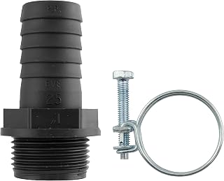Pond Pump/Filter/Waterfall Pipe Joiner 32mm Barb-1" bspm Thread Corrugated Hose Connector+Free Double Wire Hose Clip