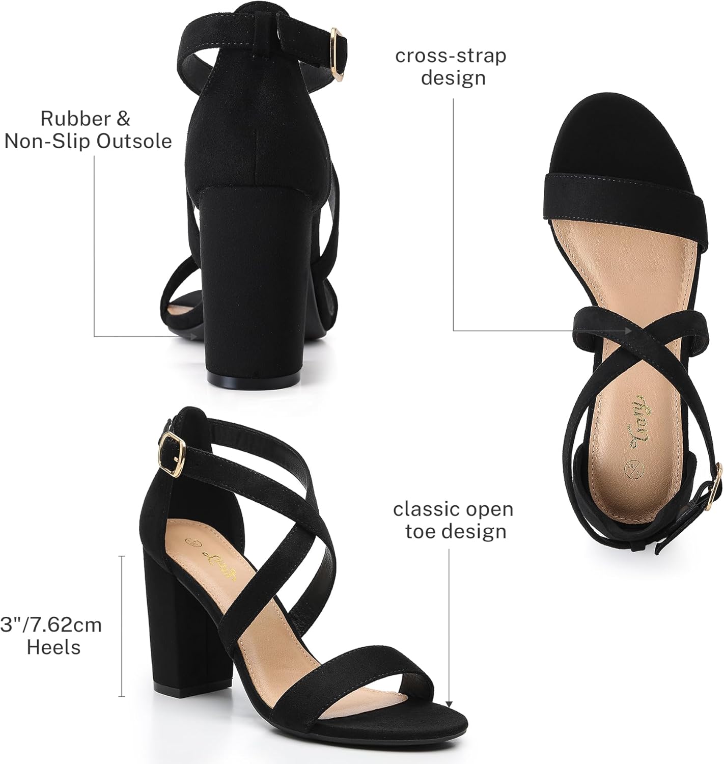 Trary Women’s Ankle Strap Dress Pump Open Toe Chunky Block Heel Sandals Comfy Wedding Shoes - Image 4