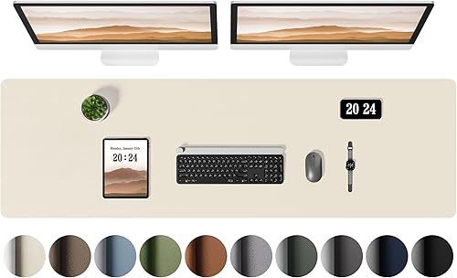 Miniatura 14 de Aothia Protector de escritorio de cuero - Alfombrilla grande para mouse, alfombrilla de oficina, secante antideslizante de cuero PU, almohadilla de