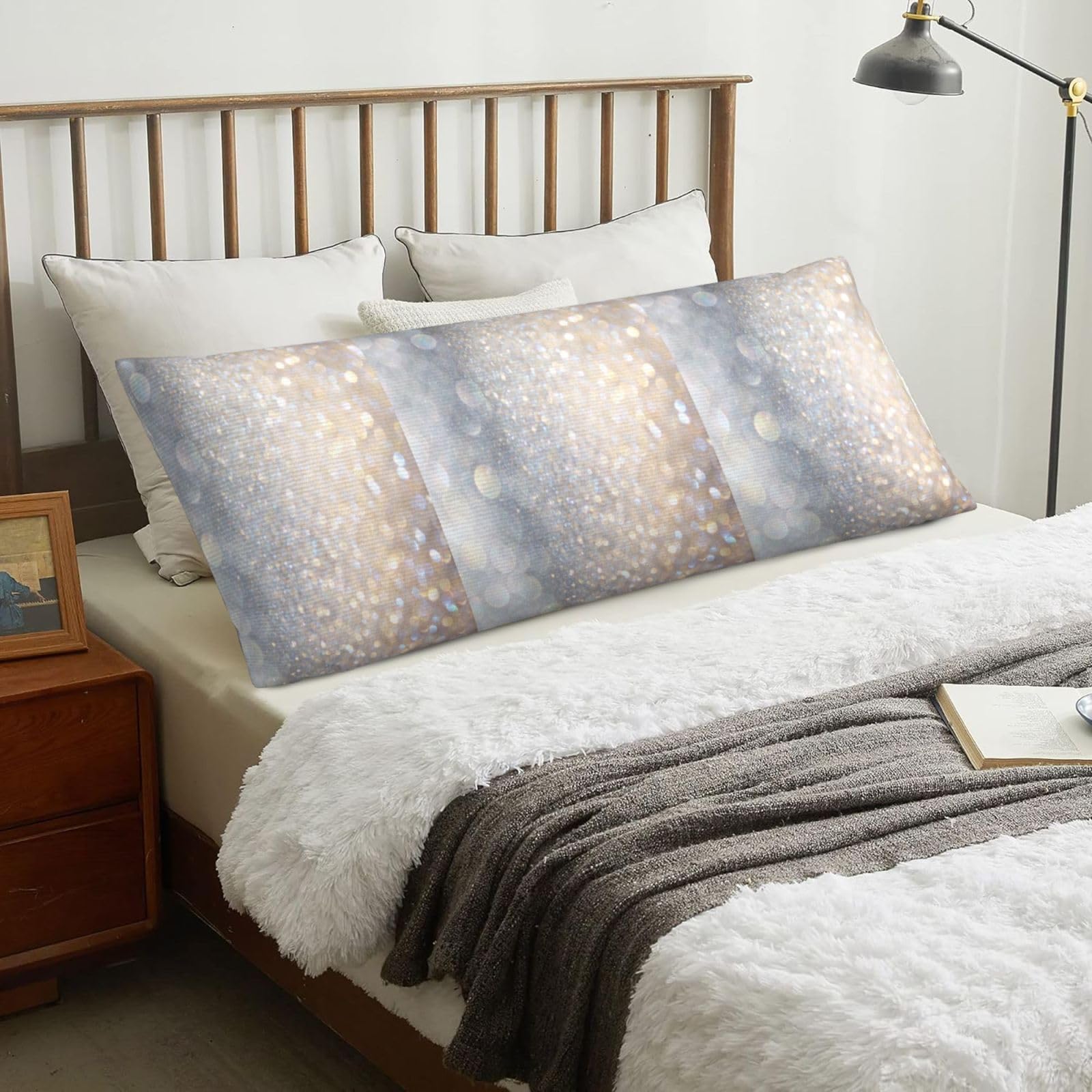 Glitter Diamonds, Body Pillow Cover with Zipper,Long Body Pillowcase 20 x 60 in