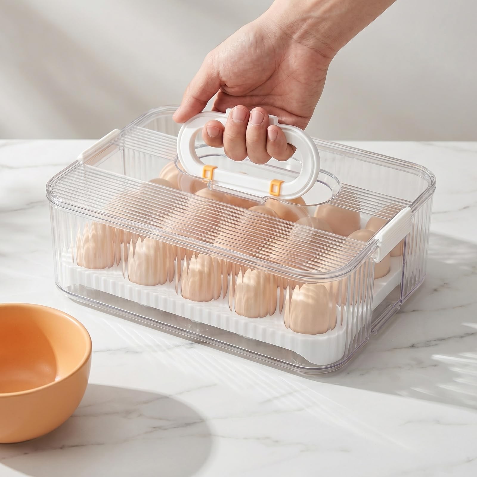 Contenedor de huevos transparente para evitar roturas y organizar el frigorífico
