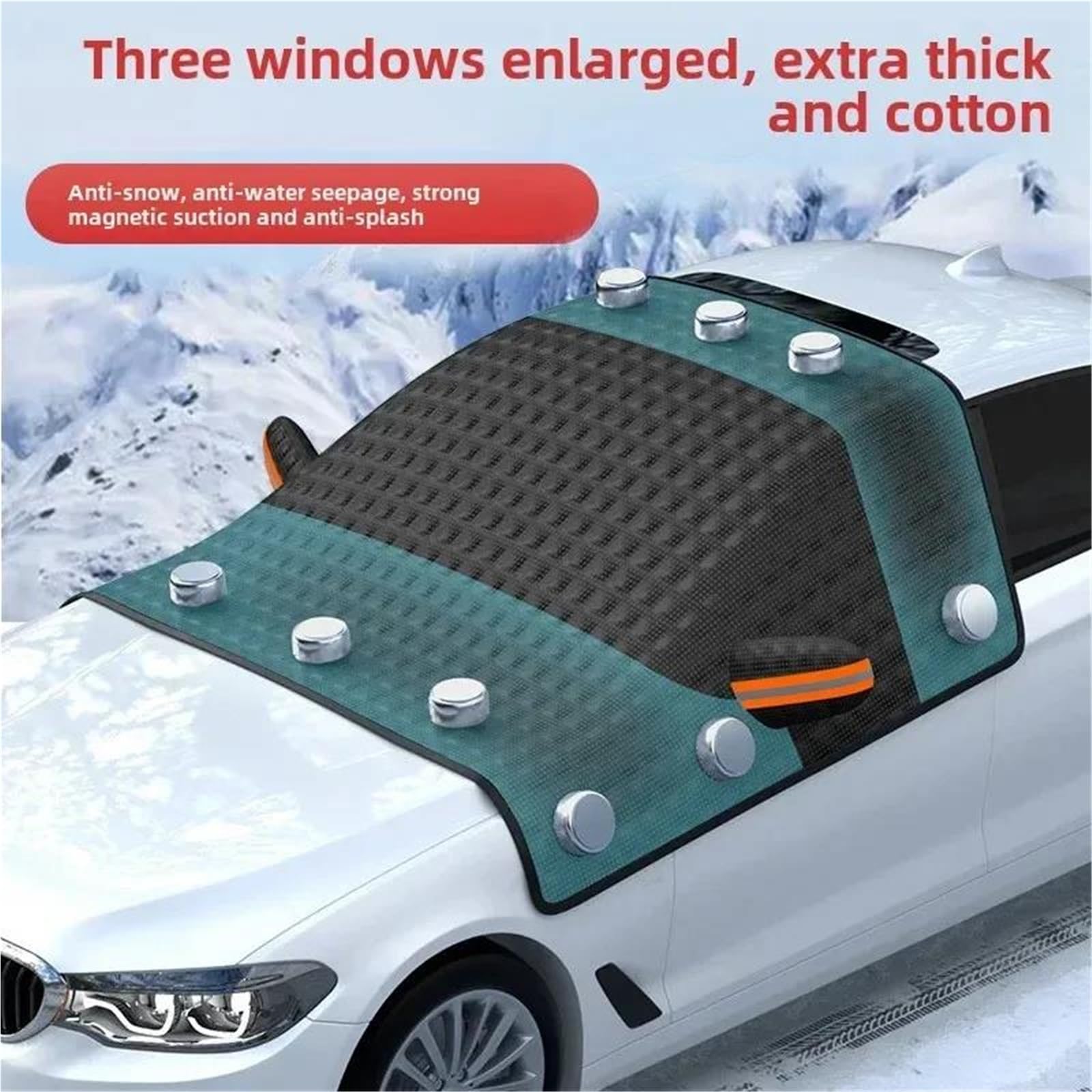 Copertura Parabrezza per Neve E Ghiaccio Copertura per Parabrezza Protezione Finestrino Neve Ghiacciata con Strisce Magnetiche E Riflettenti Finestrino Anteriore(No Magnet)