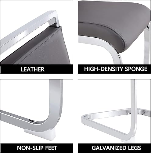 Miniatura 81 de Sillas de Comedor Modernas - Juego de 4 sillas para mesa de comedor, sillas de comedor blancas, patas cromadas plateadas para comedor, sillas de