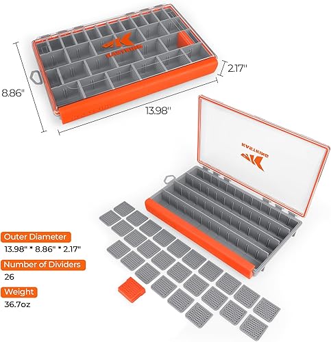 Miniatura 6 de KastKing HyperSeal - Caja de aparejos impermeable, 3600 y 3700 bandejas de aparejos impermeables, organizador de aparejos de pesca con divisores