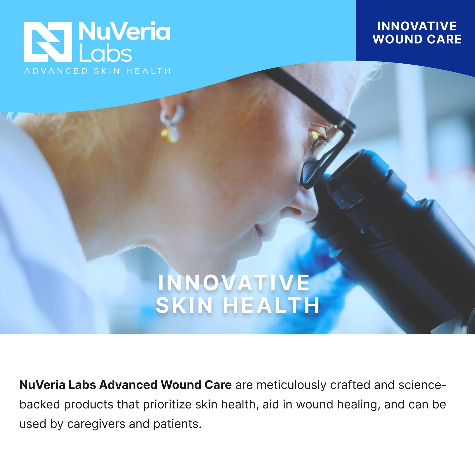 NuVeria Labs Medicazione per ferite in schiuma di silicone non bordata di grado ospedaliero – cuscinetto assorbente multistrato adesivo delicato con pellicola traspirante resistente all'acqua, 10,2 x