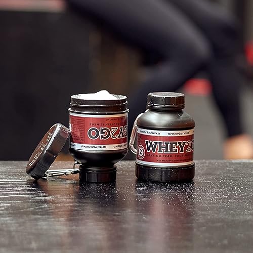 Miniatura 5 de Smartshake Whey2Go - Recipiente de almacenamiento de proteína negra en polvo de 1.76 oz, embudo de botella agitadora sin BPA para proteína de suero