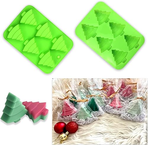 Miniatura 6 de 2 moldes de silicona para árbol de Navidad, 6 cavidades antiadherentes para árbol de Navidad, moldes para pastel de chocolate, para hacer dulces,