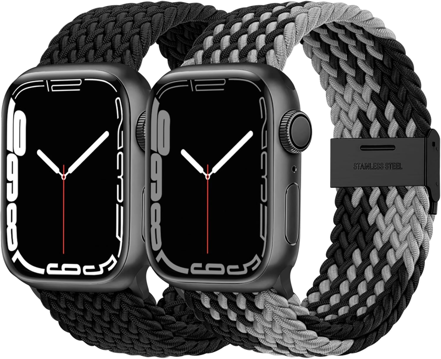 Lerobo 2 Pack Stretchy Solo Loop Band Compatible with Apple Watch 38mm 40mm 41mm 42mm 44mm 45mm 46mm 49mm Women Men, Braided Sport Strap Wristband for iWatch Series 11/10/9/8/7/6/5/4/3/SE/Ultra 3 2 1 - Amazon product rated Grade B