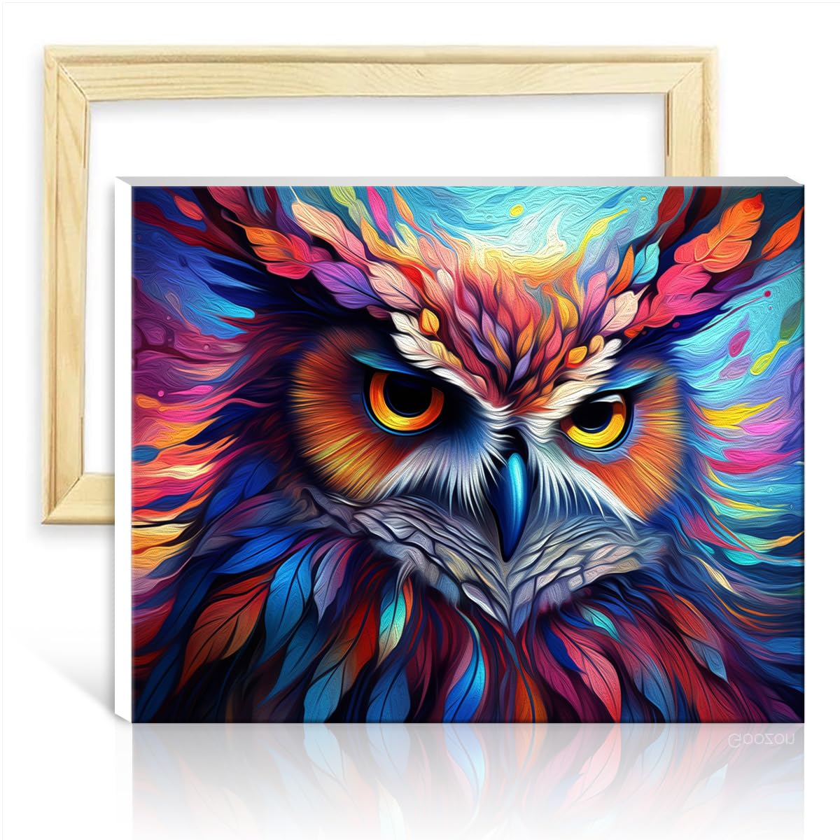 TANGFEIY Digital Painting Kits owl Kids Adults Wall Decor with Brushes Acrylic Pigment Digital Painting Project for Home Decor Gifts No Frame(30x40cm) — image 1