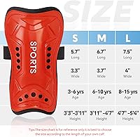 Vista 2 de Espinilleras de fútbol para jóvenes y niños con calcetines de fútbol, 3 tamaños, equipo de protección de pantorrillas, equipo ligero y ajustable