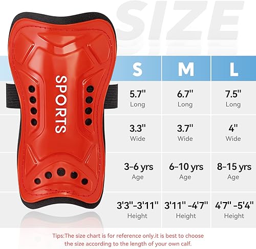 Miniatura 2 de Espinilleras de fútbol para jóvenes y niños con calcetines de fútbol, 3 tamaños, equipo de protección de pantorrillas, equipo ligero y ajustable