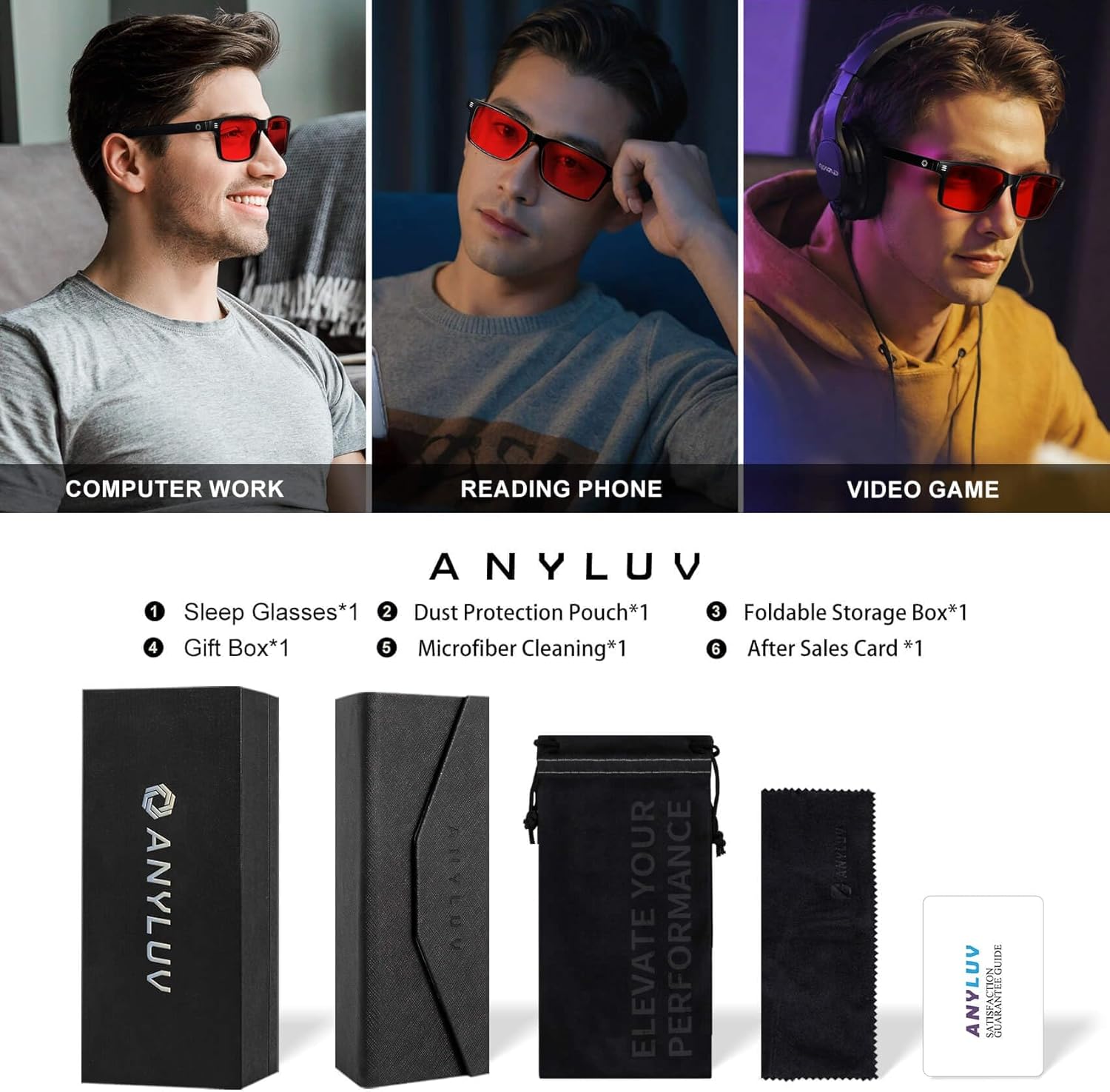 ANYLUV Blue Light Glasses Men Woman, Blue Light Blocking Glasses for Computer Gaming, Eye Strain Relief Eye Protection - Image 6