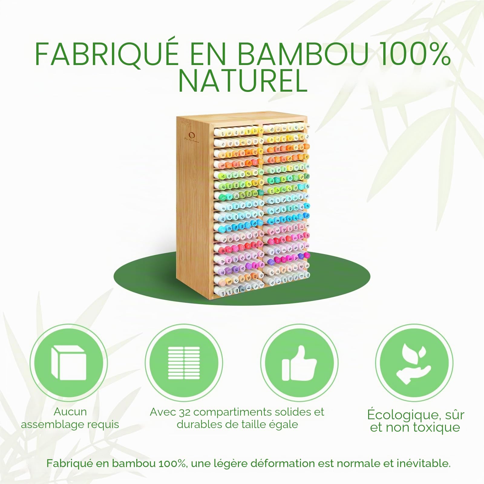 Ohuhu Organiseurs de marqueurs en bambou, Rangement Bureau en bois Tenir 224 marqueurs, Stylos Crayons Etuis Organiseurs multimédia avec 32 compartiments pour la maison Salle de classe Bureau