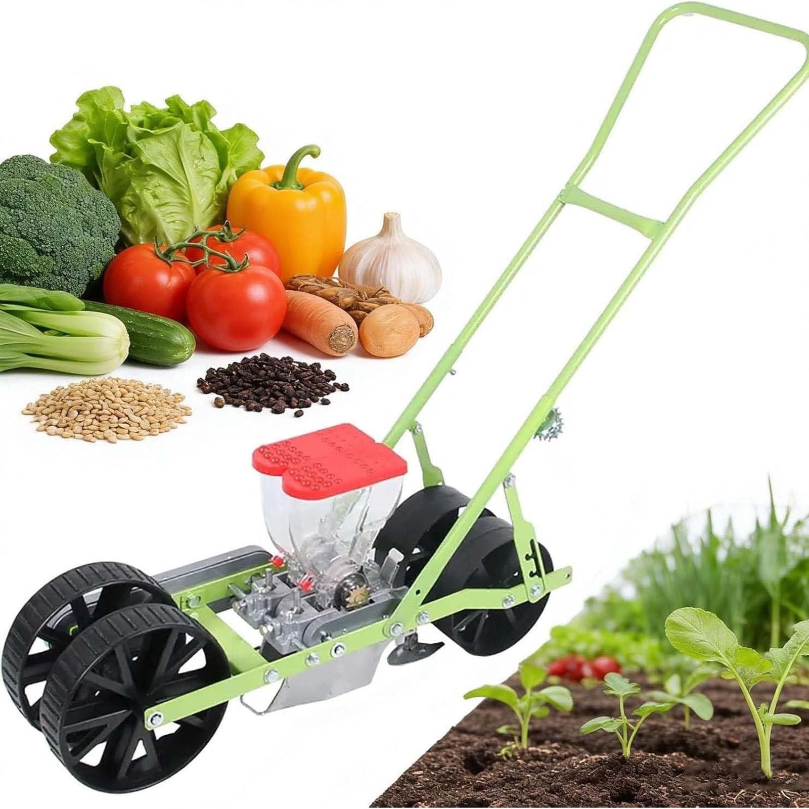 Drmoxin Garden Push Seeder Planter | Hand-Pushed Vegetable Planter| New Portable Manual Seeder Hand-Push Garden Seeder,1/2/3/4/5/6Row Precision Seeder,For Planting In Garden Terraces Hillsides 2row