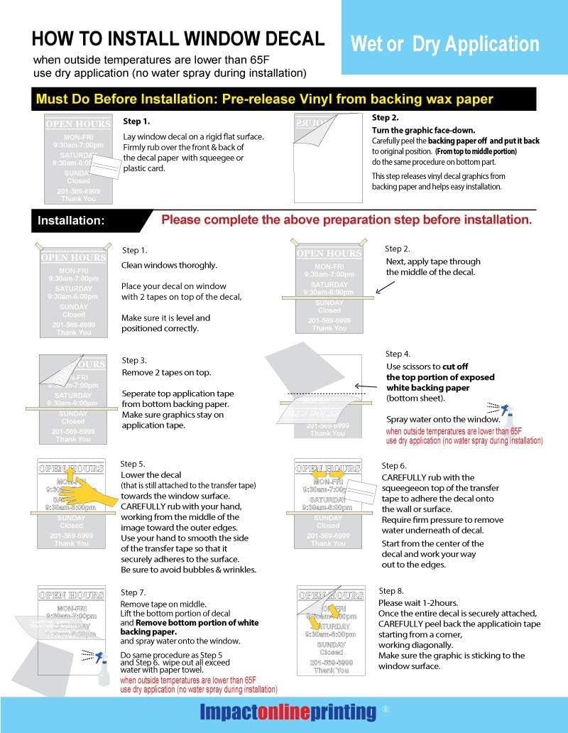 Business Hours Sign for Window - Free Squeegee - Easy Install Manual (Round Box - Landscape) : Office Products