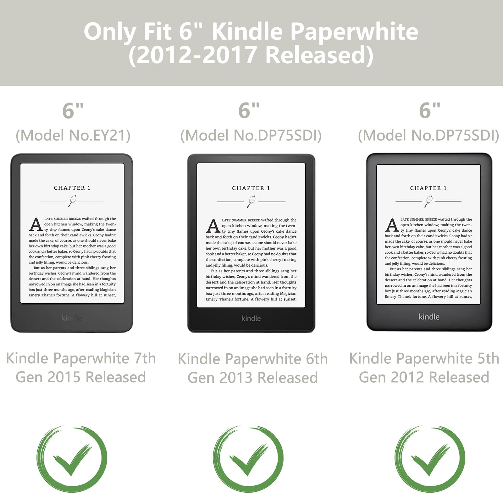 MOROCK Custodia per Kindle Paperwhite da 6 pollici di 5a/6a/7a generazione 2012-2017 (modello n. EY21 e DP75SDI), custodia leggera in pelle PU di alta qualità con cinturino da polso, accensione e