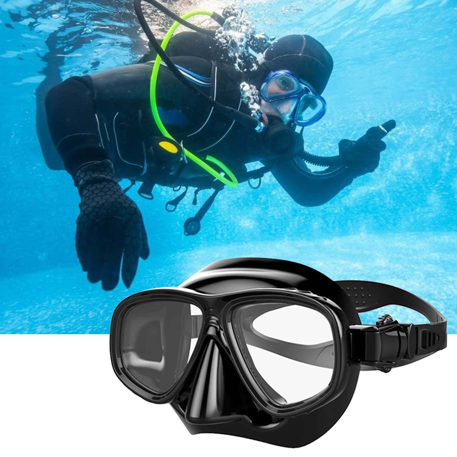 JINGYAN Okulary pływackie Diving Masks Adult Snorkeling Goggles Underwater Swimming Pool Equipment Adjustable Anti-fog Watertigh For Adults Free Breathing