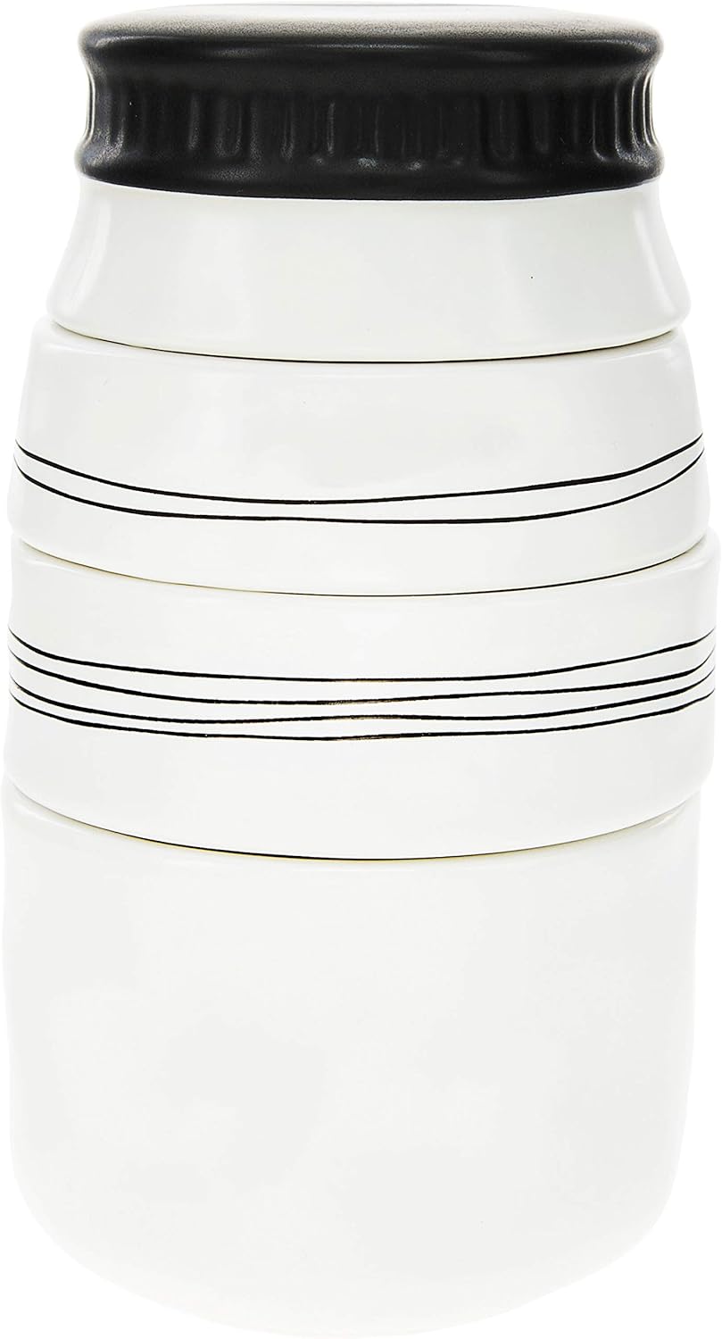 Pavilion Gift Company Cherished Blessed Loved Beyond Measure - 4 Piece Stoneware Stackable Measuring Cup Set (87525), White, 6"