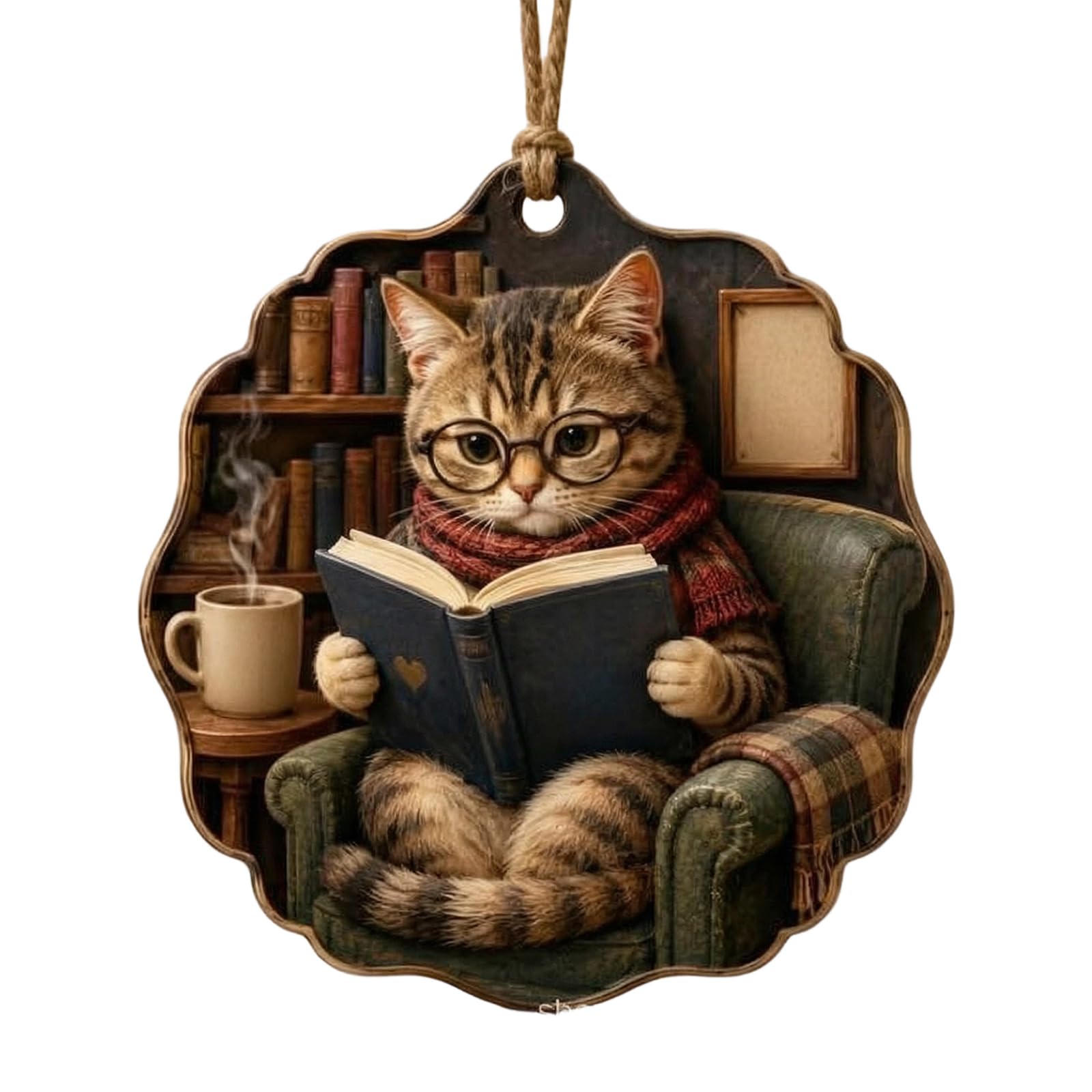 Pangboer D Space Bookish Ornament, Acrylic Reading Animal Ecor With Cor Loop For Trees, Shelves, Classroom Rooms Ecoration Literary Room Ecor Classroom Reader Accent Shelf Ornament Wall Tree Accent Acrylic