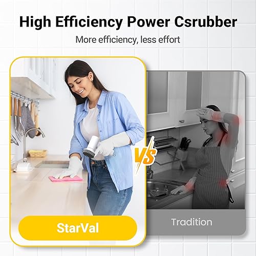 Miniatura 2 de Depurador eléctrico giratorio, 2000 mAh inalámbrico con 4 cabezales reemplazables, 2 velocidades, limpiador portátil para limpiar fregadero, estufa,