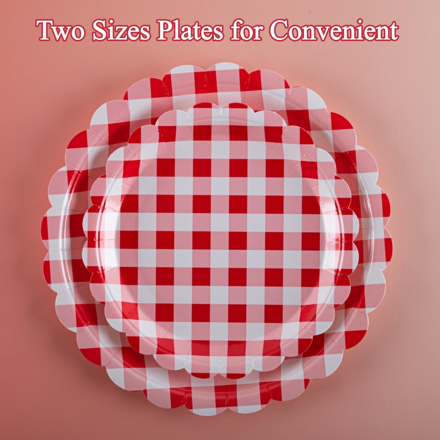 Set di piatti per feste, bicchieri e tovaglioli per 25 ospiti, include piatti di carta smerlati a quadretti rossi (17,8 e 22,9 cm), perfetti per feste, eventi e celebrazioni