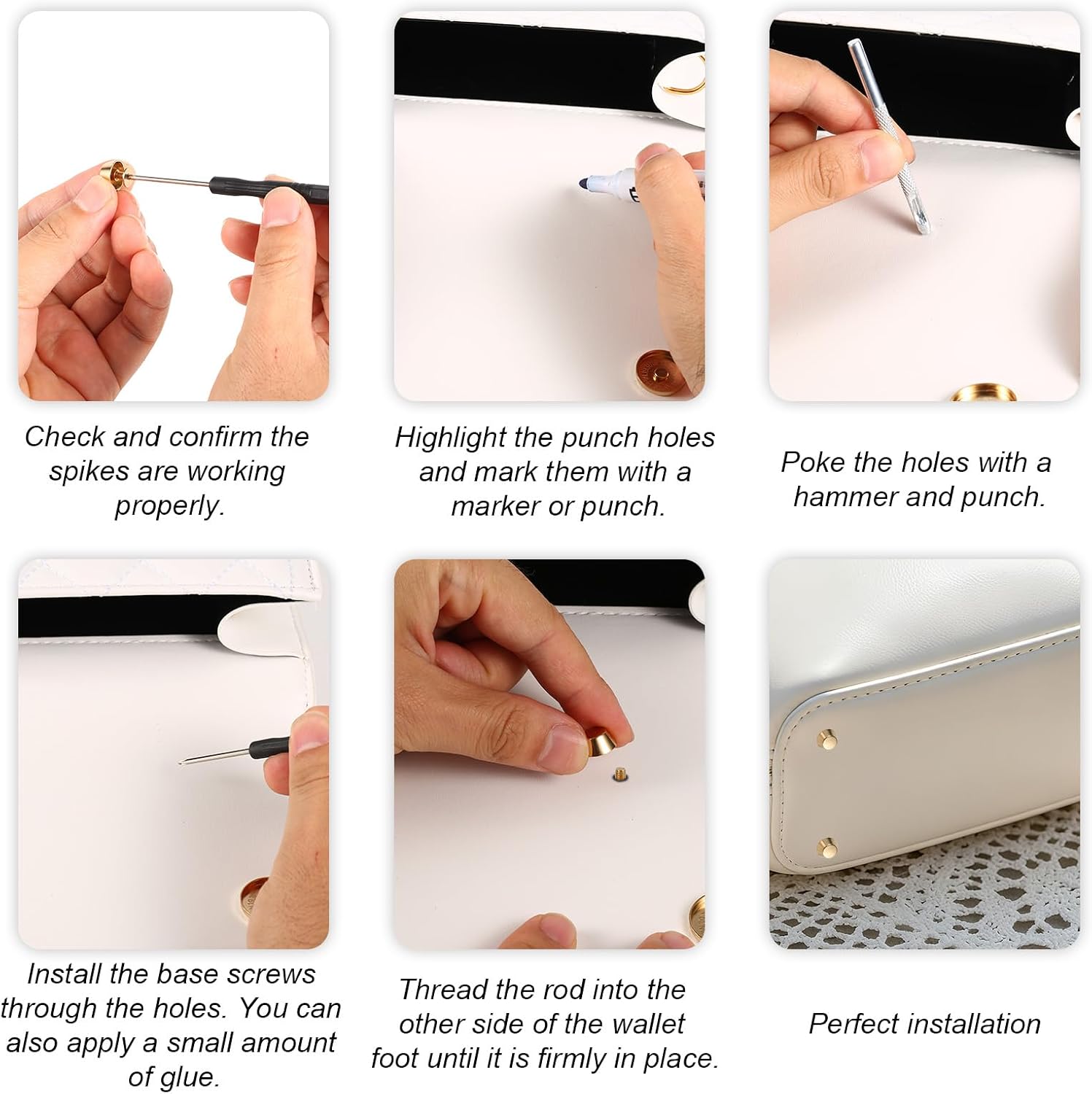 60 Pcs Purse Feet for Handbags with Screwdriver & Hole Puncher, Alloy Flat Handbag Studs Nailhead Rivet Hardware for Leather Crafting DIY Bag Protection Accessories