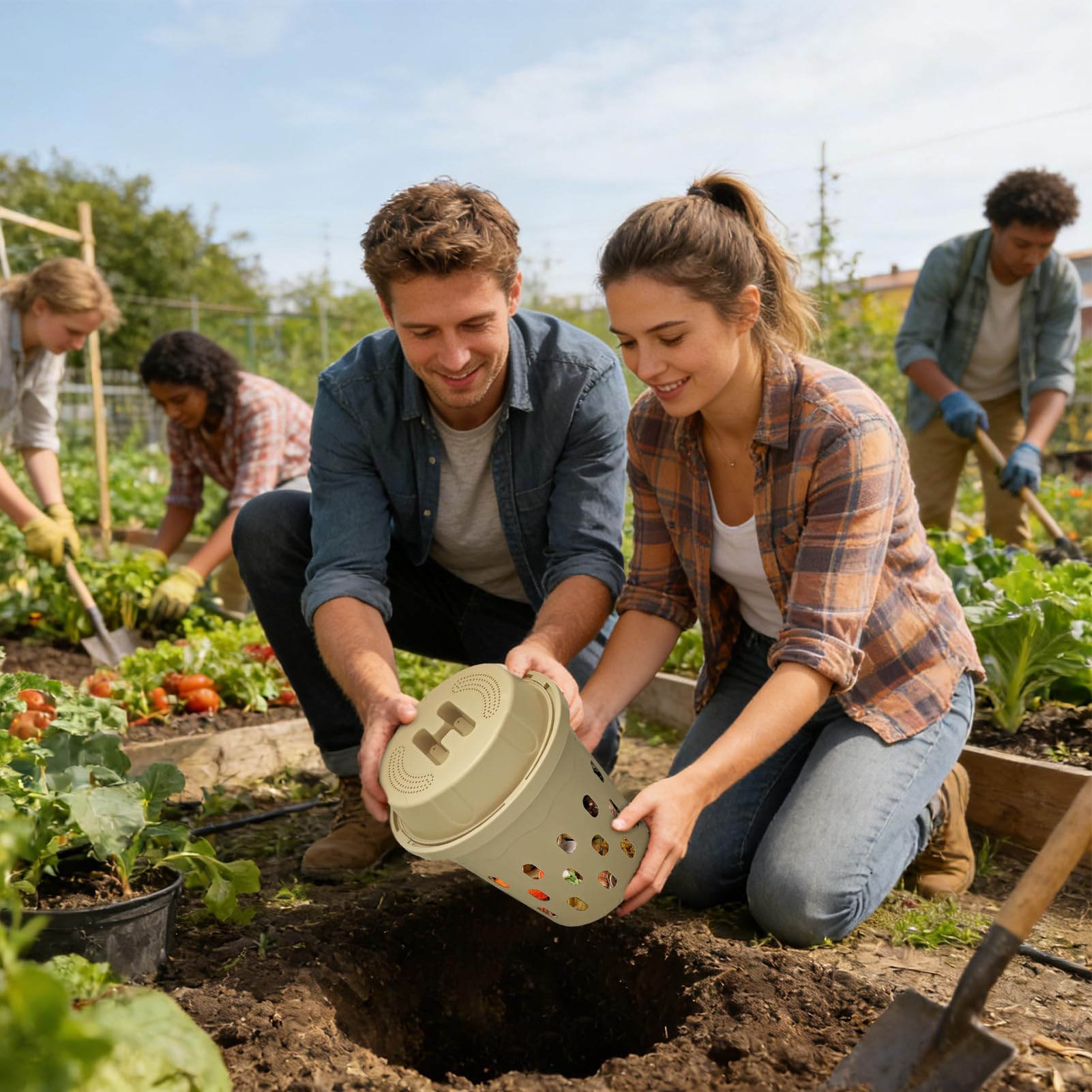 Compostiera per vermi interrati, attrezzature da esterno con fori | Letti da giardino compostiera per vermi - per cortile letto rialzato orto orto orto vivaio parco principianti giardinieri