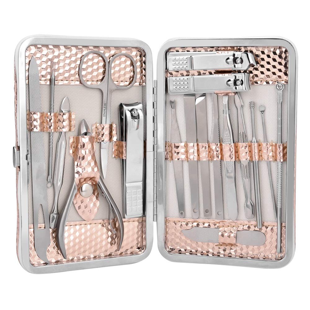 Juego de cortaúñas Juego de Herramientas de manicura de Oro Local de 18 Uds., Juego de cortaúñas, cortaúñas, Herramienta de manicura for Recortar uñas Herramientas de pedicura para pies