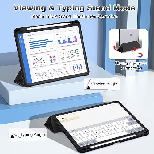 Miniatura 3 de OKP Funda para iPad de 10.9 pulgadas con soporte triple, función de encendido y apagado automático, funda protectora para iPad de 10.9 pulgadas con