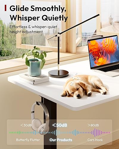 Miniatura 9 de SANODESK Escritorio eléctrico de pie de 60 x 24 pulgadas, escritorio de altura ajustable con controlador de 6 botones, escritorio ergonómico para