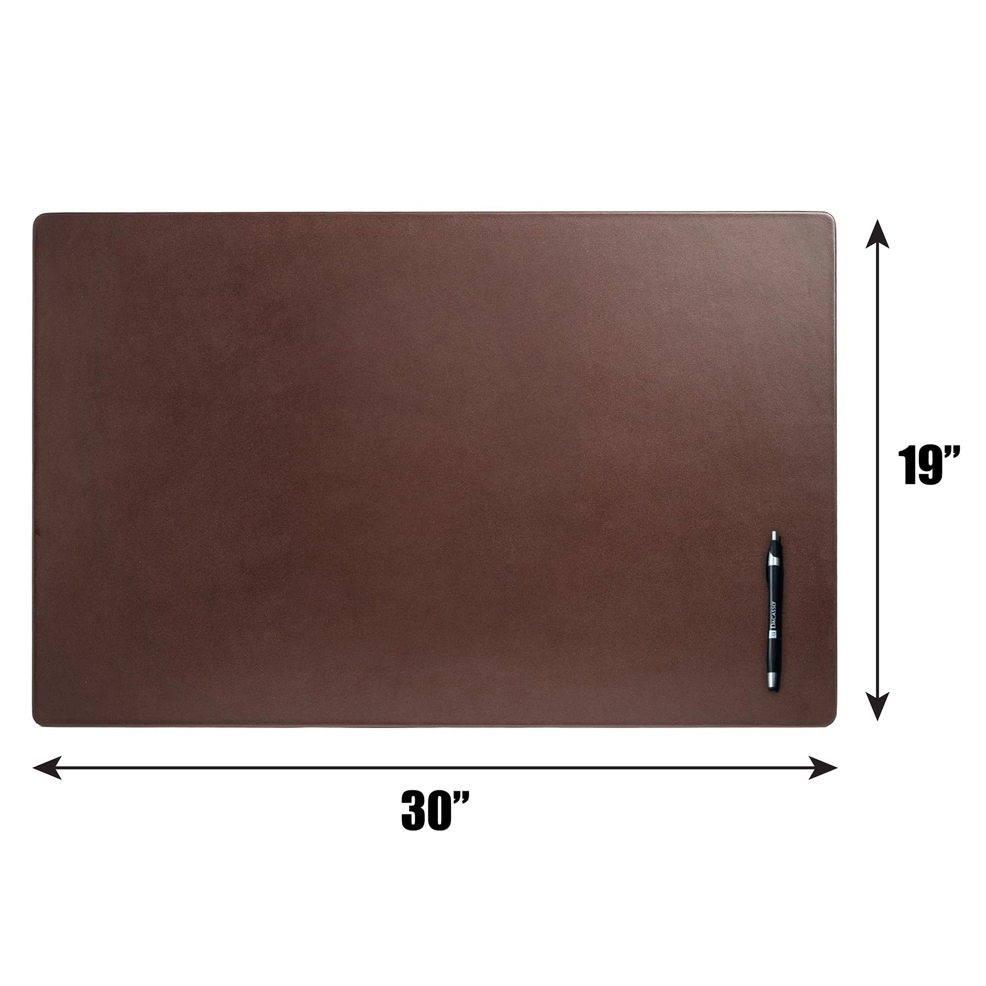 Dacasso Seitenschienen Schreibtischunterlage aus Leder ohne Schienen, Schokobraun, 76.2 x 48.26 x 0.64 cm