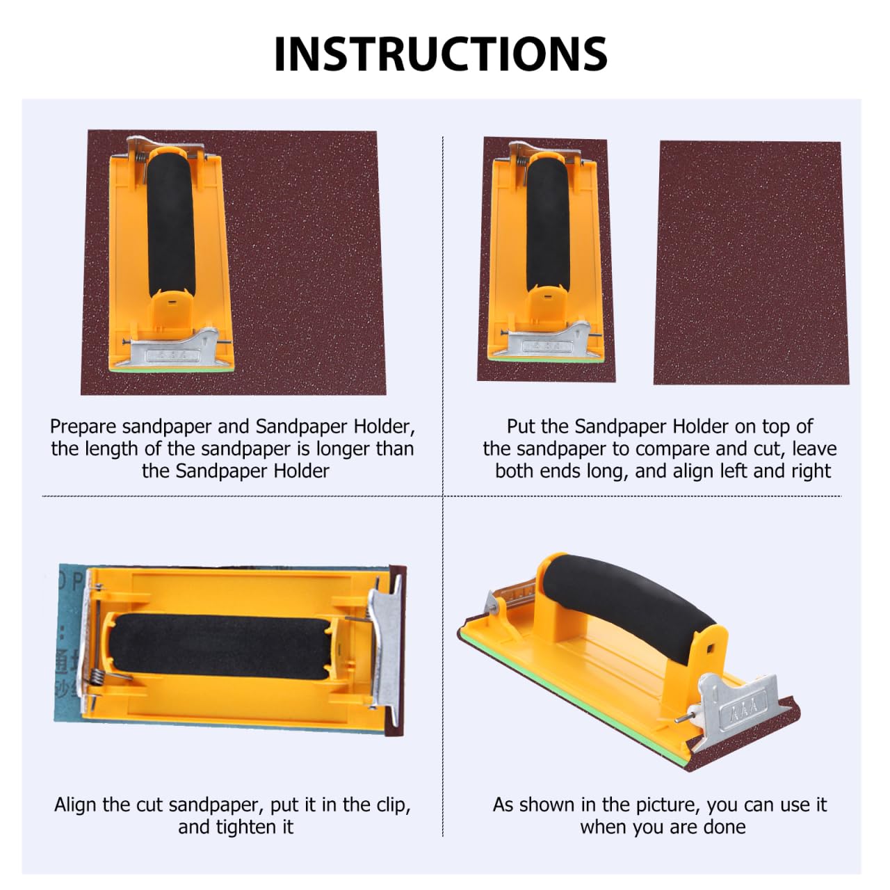 UPKOCH Hand Grip Sandpaper Holder with Sponge Handle 7.48 Inch Lightweight Sanding Block for Wall Drywall Woodworking Polishing and Grinding Tools - Image 4