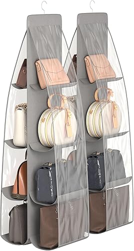 Fixwal Organizador de bolso para armario, paquete de 2 con 8 bolsillos para colgar, bolsa organizadora de bolsa para coleccionar, organizadores de
