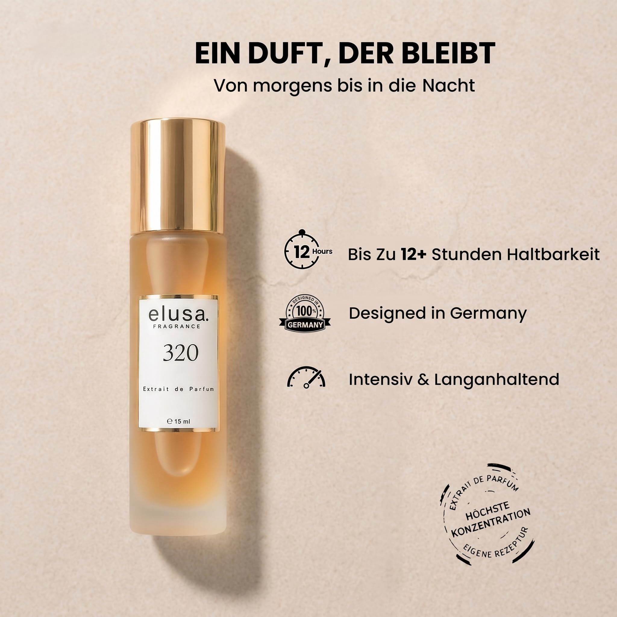 Elusa Fragrance 320 Extrait de Parfum 15ml – Unisex Parfum Damen Herren – Süßer Kirsch Duft mit Mandel & Tonkabohne – Fruchtig, Gourmand & Langanhaltend