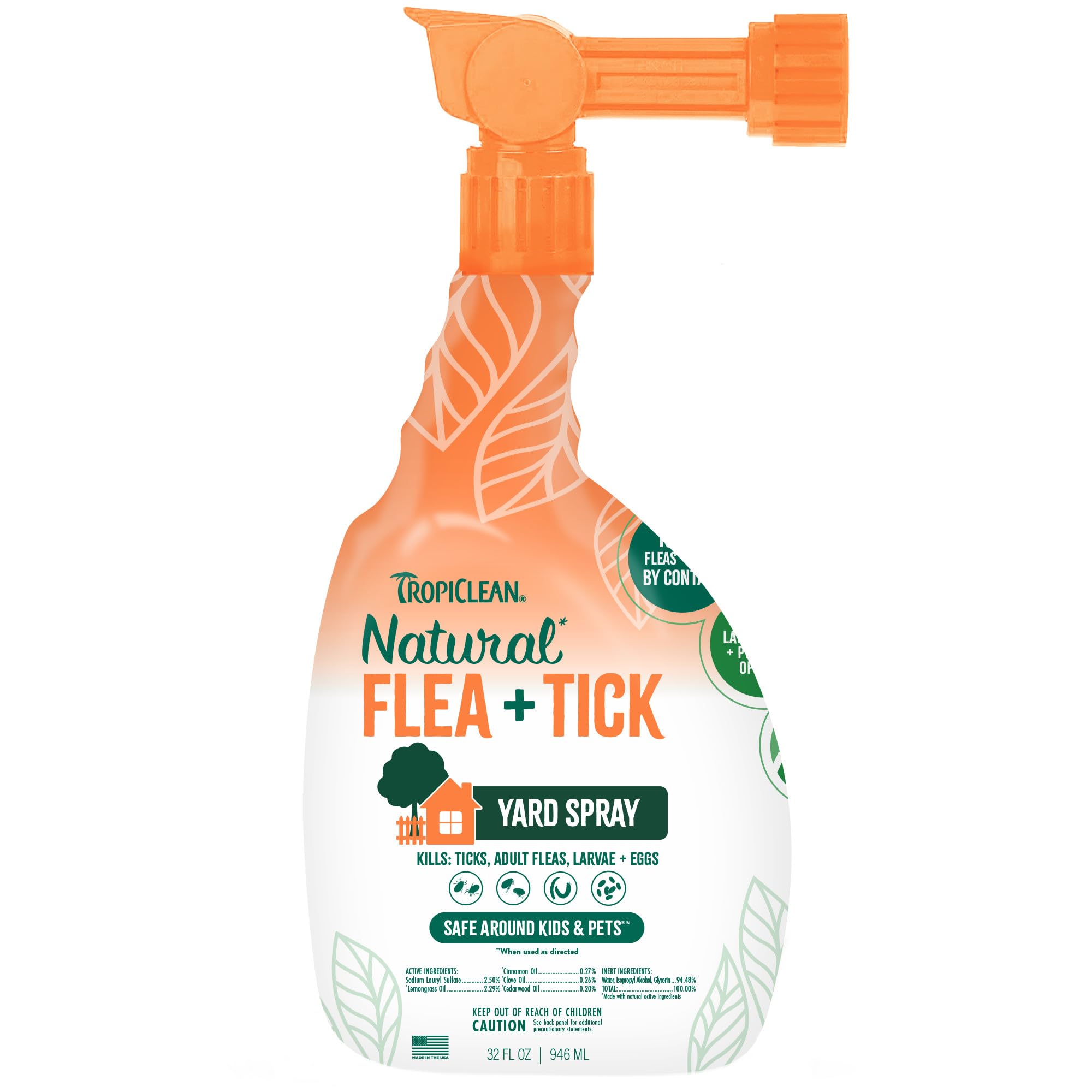 TropiClean Natural Maximum Strength Flea and Tick Spray for Yard, 32oz