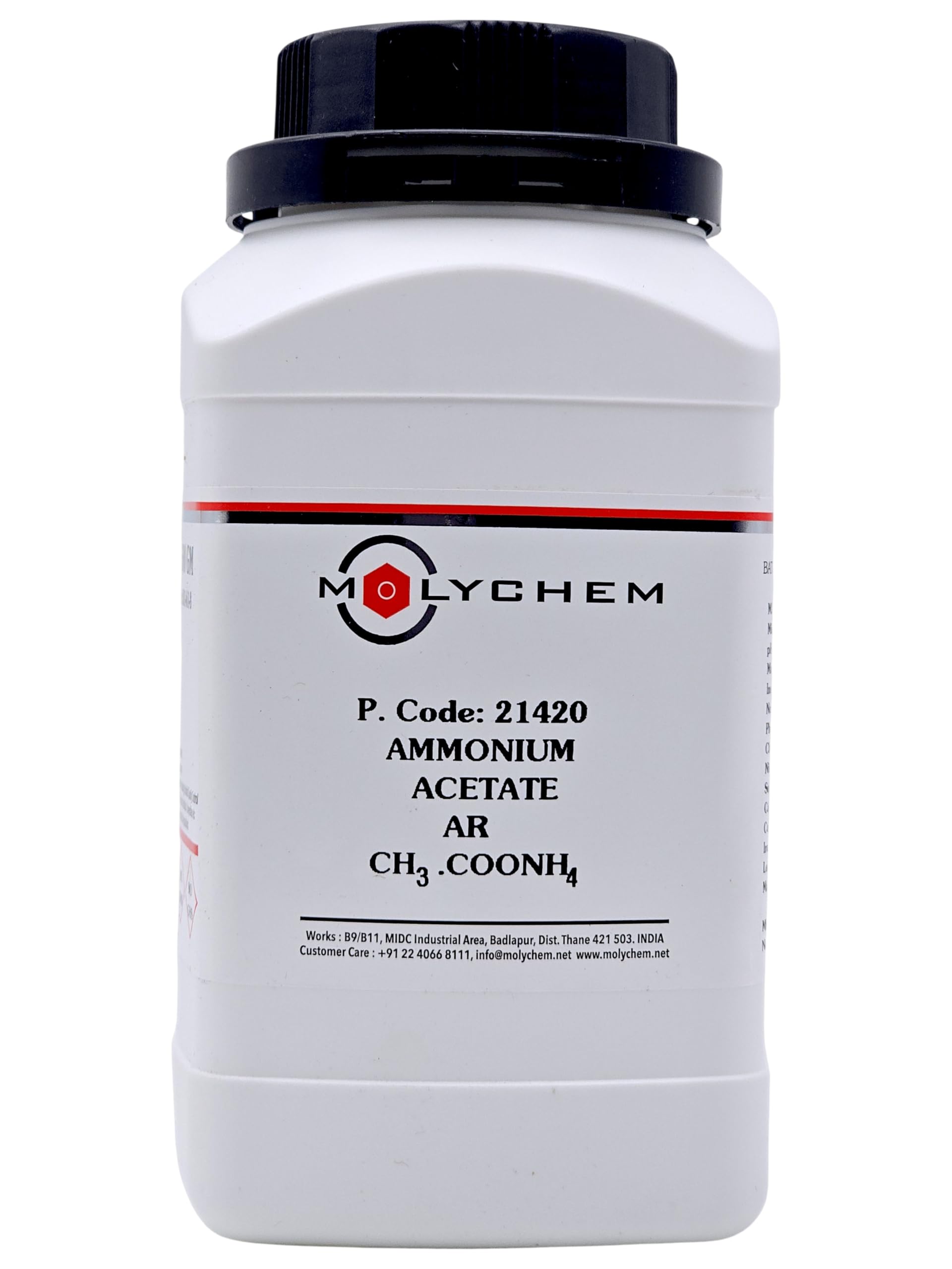 MOLYCHEM Ammonium Acetate AR Grade 500Gm CAS No.: 631-61-8, Molecular Formula: H₃CCOONH₄,-image-26