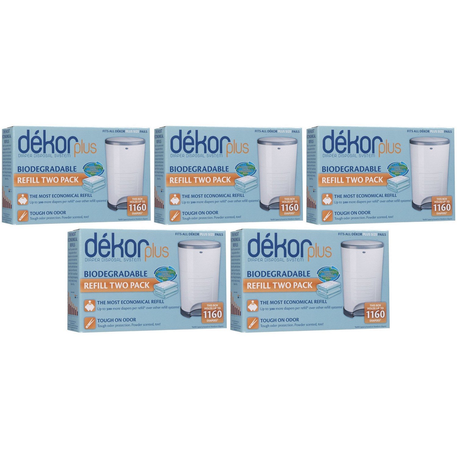 DEKOR Diaper Plus Biodegradable Refill - 2 ct - 5 Pk