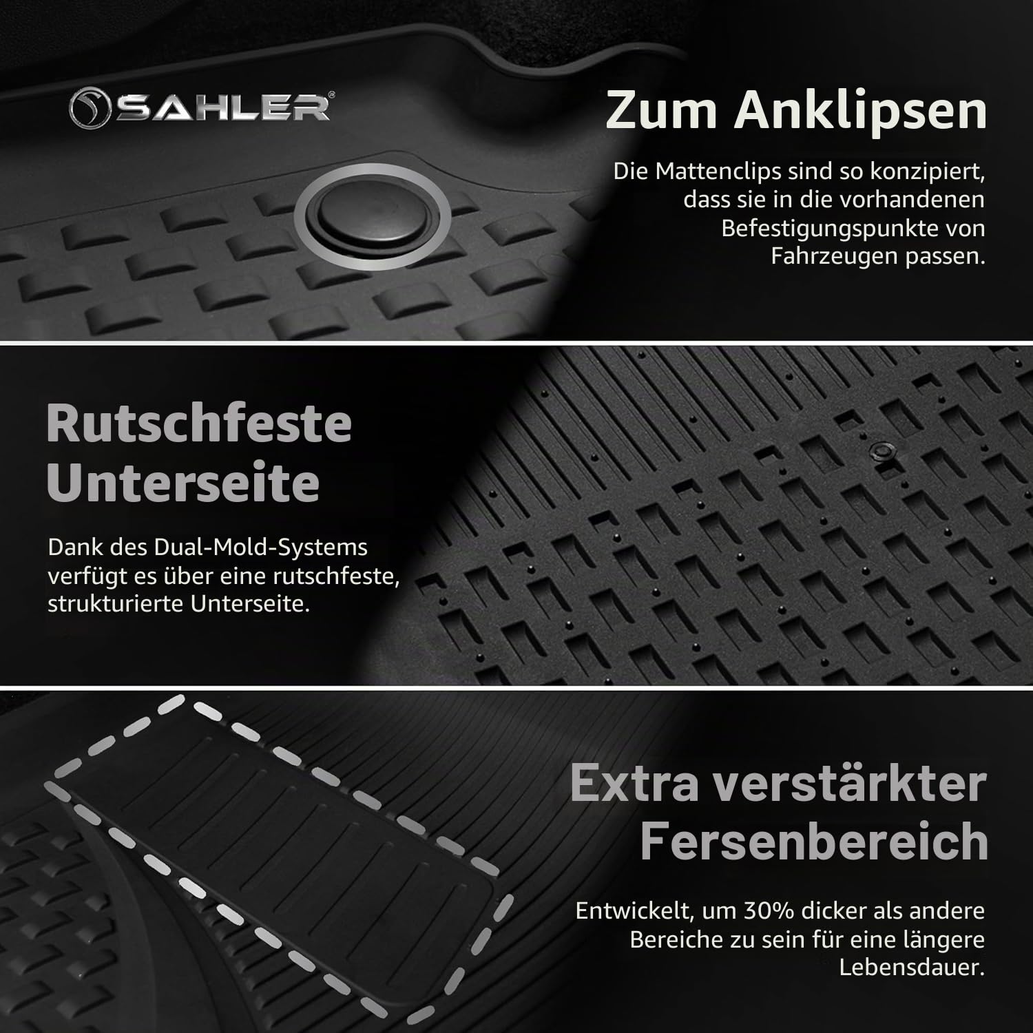 Sahler Fußmatten Automatten kompatibel mit Skoda Kodiaq 2024-2026 | 4.5D Premium TPE Gummi Antirutsch Gummimatten Wasserdicht Car Auto Matte Schwarz