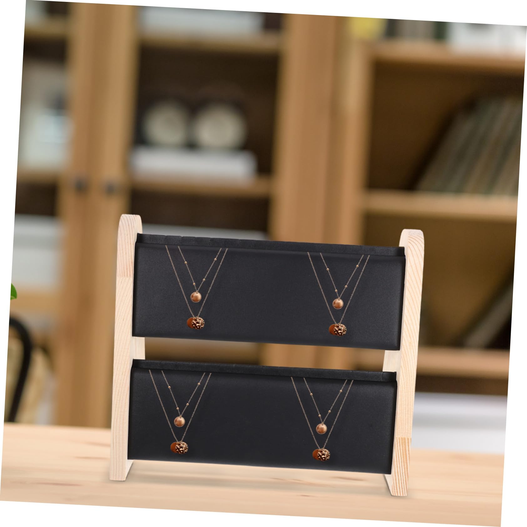 Eleganter Schmuckständer aus Holz für Halsketten und Anhänger Doppellagiges Design mit Großer Kapazität Tisch organizer für Schmuck Stilvolles Wohnaccessoire zur Aufbewahrung und