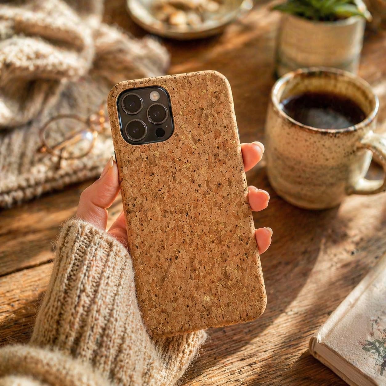 Cork Mobile Phone Case for iPhone 13 Mini, Thin Shockproof Protective Case image 3