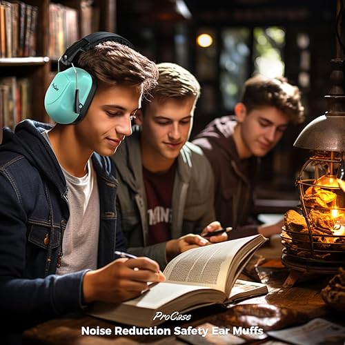 Vista 88 de ProCase - Orejeras de seguridad con protección auditiva NRR de 28 dB; para campos de tiro, podado de césped, construcción, carpintería, 1 - Azul puro